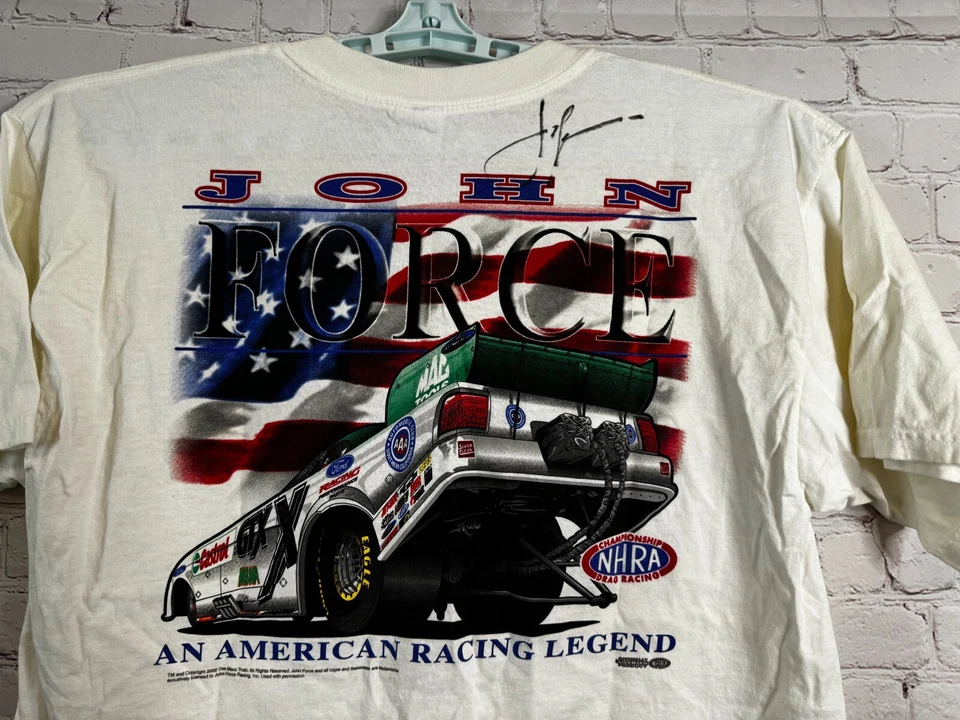 Camiseta John Force American Racing Legend NHRA Autografiada 2002 Talla XL Foto 4 de 4