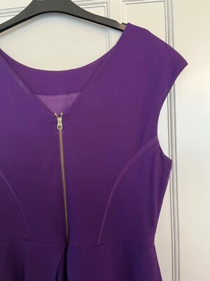 ted baker purple peplum dress Ted Baker Kwyli Structured Zip Front Peplum Body-Con Sheath Dress SZ 2 Purple