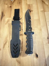 S-TEC Tactical Survival Work Knife w/Sheath 7” Combo Blade 12.5” Long