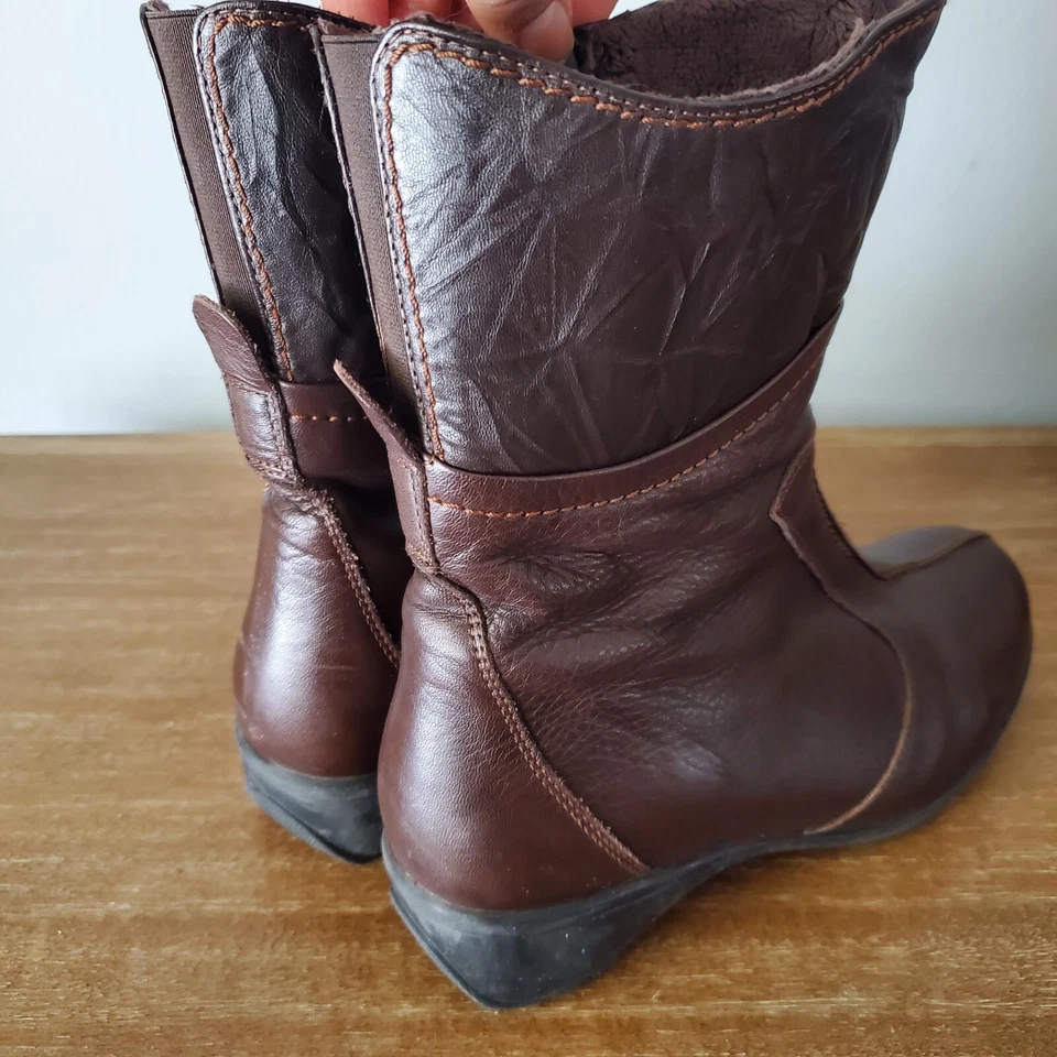 Женские сапоги Sanita Midi размер 37 Tenna коричневые кожаные на танкетке комфортные размер США 7 - Изображение 3 из 4