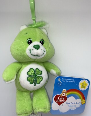 Care Bears Good Luck Bear Plush 20th Anniversary Green Shamrock Carlton Cards