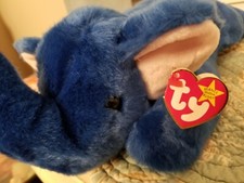 Ty Beanie Buddy Royal Blue Peanut The Elephant Excellent Condition New with Tags