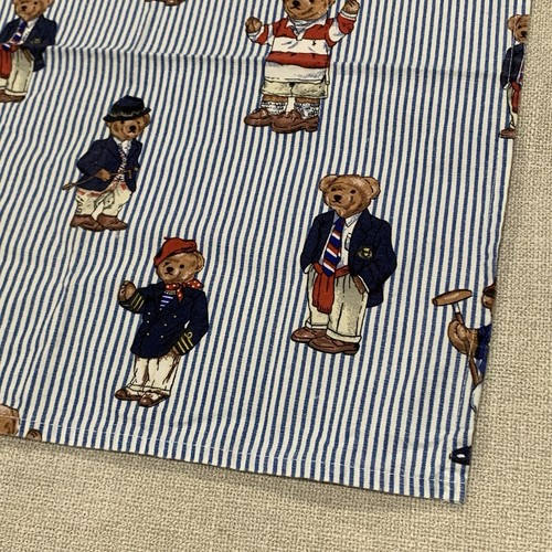 VTG Polo Ralph Lauren Bear All Over Cotton Handkerchief Scarf Pocket Square 16” - Picture 4 of 7