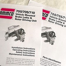 Ammco Operating Installation And Parts Manuals 700 705 710 Otc Brake Lathes
