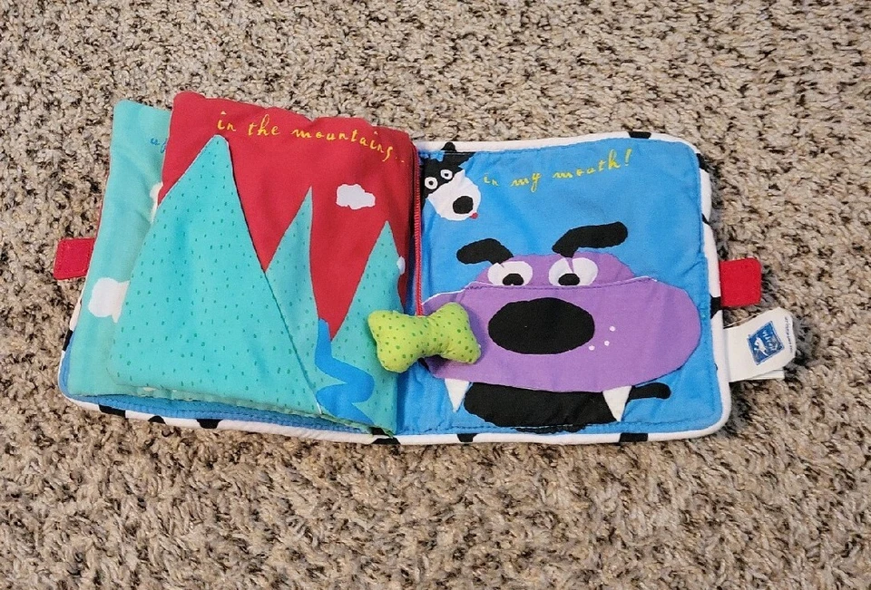 Brinquedo Manhattan Where's The Bone pano de pelúcia 7" livro bebê criança 2000 - Imagem 4 de 4