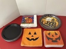 Halloween JOL Pumpkin Napkins Paper Plates Mixed Lot Of 109 Sizes Designs