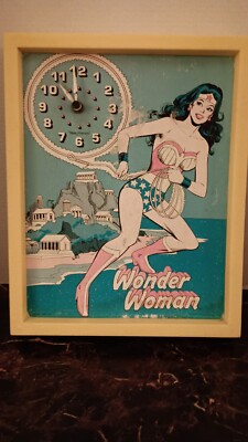 Vintage Rare Wonder Woman Clock Haven Lg,Super Friends,14x12  Parts Only,  Read 