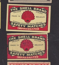 Antique Match Tag Belgium BN84607 Shell Shell 