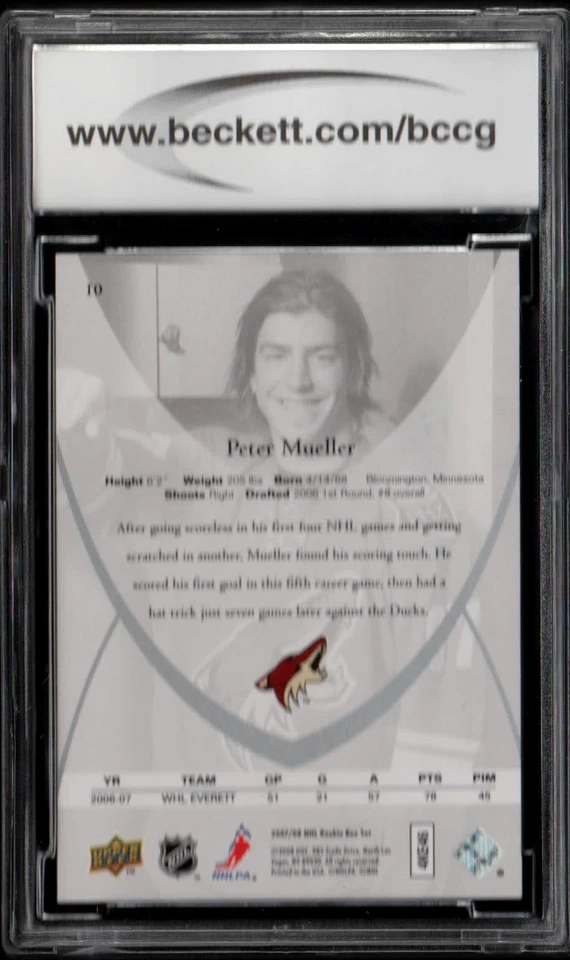 Peter Mueller (Coyotes) 2007-08 UD NHL Rookie Class Box Set  (Beckett) BCCG 10 - Image 2 of 2