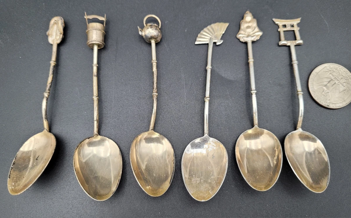 Demitasse Spoon Set In Antique Us Sterling Silver Flatware for