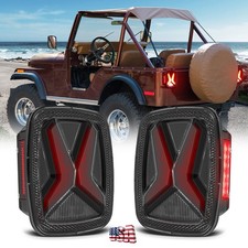 Pair Led Tail Lights Brake Reverse Running License Plate Lights For Jeep Cj5 Cj7