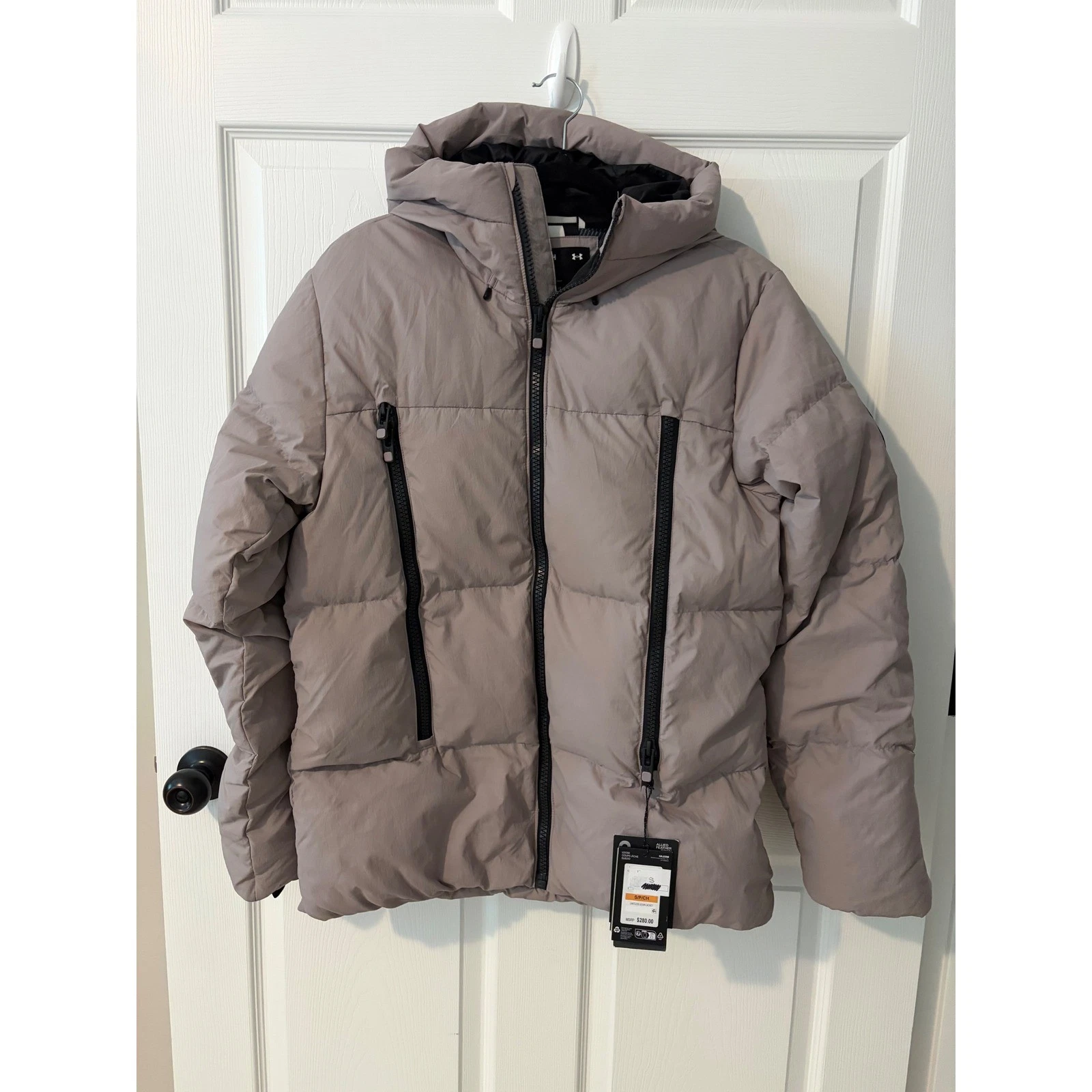 Under Armour Limitless Down Jacket Women Small Grey 700 Fill Puffer UA Storm NEW