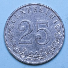 VITTORIO EMANUELE III 25 CENTESIMI 1903 AQUILA SABAUDA RARO BB NICHEL COIN