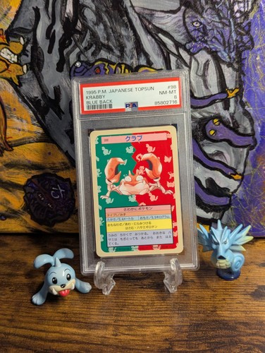 Vintage Pokemon 1995 ⛩️ Japanese Topsun Blue Back 🌊 Krabby #98 🦀 PSA 8