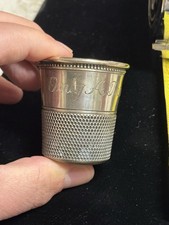 Antique Sterling "Only A Thimble Full" Shot Glass By Charles Thomae