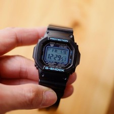 Casio G-Shock GW-M5610BA-1JF Black Blue Solar Watch Tested Excellent Condition
