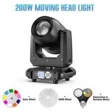 UKING 200W Moving Head Light Beam 18Prism 14Gobo DMX Party Zoom DJ Lights