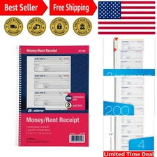 Spiral Bound 2-Part Carbonless Receipt Book - 200 Sets, Easy Cash Record Keeping