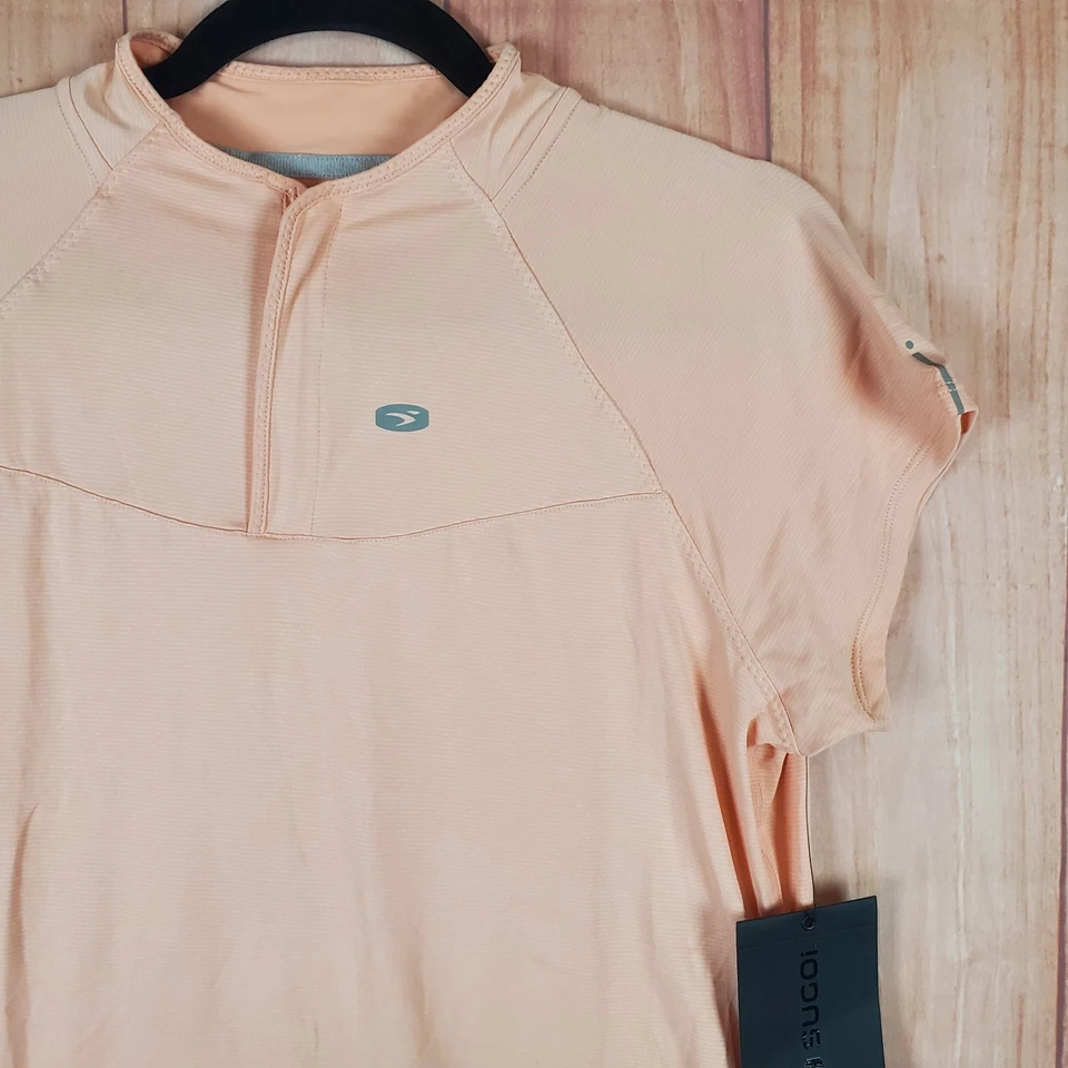 Женская велосипедная майка Sugoi RPM большая персиковая эластичная приталенная на четверть молнии - Изображение 2 из 4