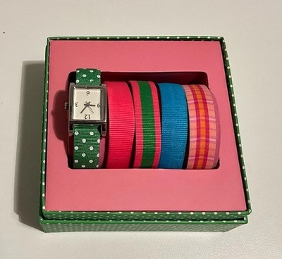 Spring Colors Watch Set 5 Interchangeable Bands Multi Colored Slide-through BABW