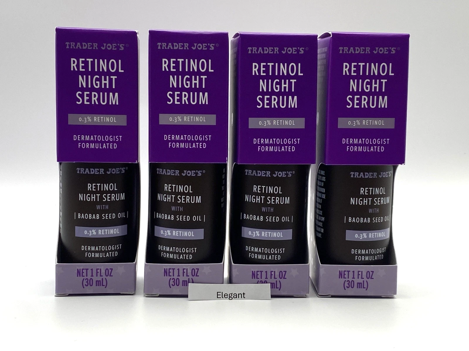 New Trader Joe’s Retinol Night Serum Baobab Seed Oil 1oz Each x 4 Bottles