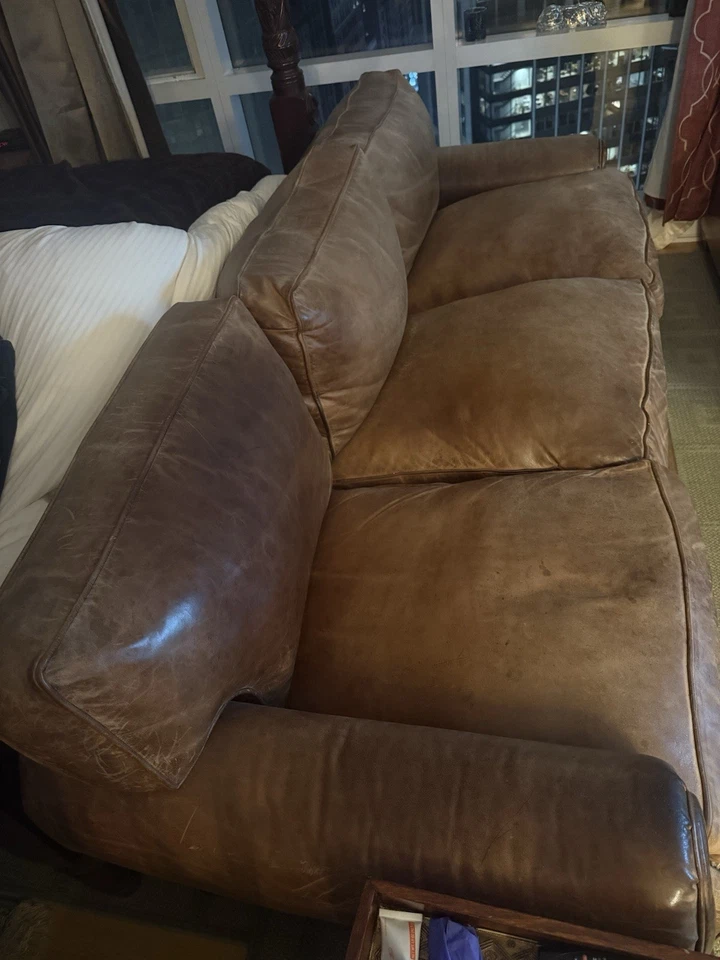 Ralph Lauren Brown Leather Sofa By henredon USA Must Pick Up In NYC Monday Dec 1 - Image 2 of 4