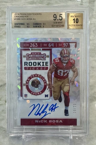 2019 Contenders Cracked Ice Auto #/23 Nick Bosa Rookie RC BGS 9.5 Auto 10 49ers