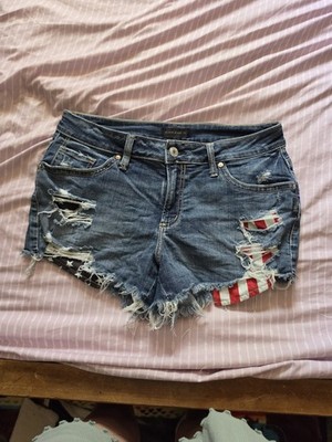 Silver Jeans Co. Women's Blue Medium Wash Mid Rise Cut Off Shorts Distressed 29 