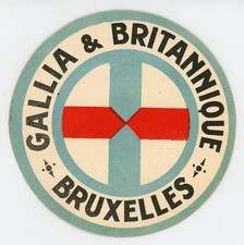 Hotel Gallia & Britannique Brussels Belgium Vintage Luggage Label
