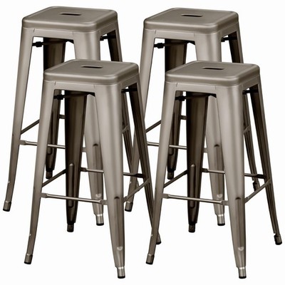 Yaheetech 30 Inch Metal Bar Stools Set of 4, Height 30 Inch,