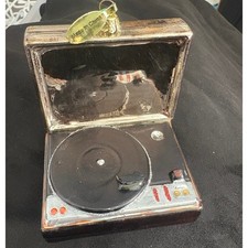 Vintage Style Record Player Turntable Ornament Christmas Holiday Decor