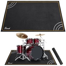 4 x 5.3 Ft Drum Rug, Non-Slip Grip Bottom, 4" x 5" Rectangular Design Black