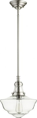 1 Light Schoolhouse Pendant in Transitional style - 12 inches wide by 16 inches
