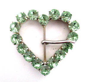 Green Rhinestone Heart Belt Buckle Womens Costume Jewelry Fashion
