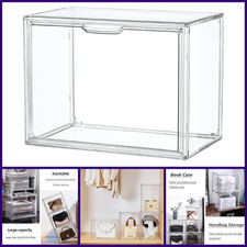 Clear Acrylic Display Case Stackable Storage Bin Magnetic Lid X-Large