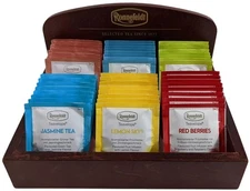 Ronnefeldt - Mahogany Wood Tea Display filled with 60 Teavelopes