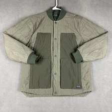 Eddie Bauer Cedar Snap Jac Quilted Puffer Bomber Olive Green Mens Medium Outdoor