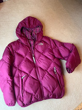 The North Face 550 Youth Girls Reversible Hooded Down Jacket Large 14-16 Magenta