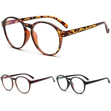 Large Oval Round Clear Lens Fashion Quality Geek Retro Glasses PC Glasses