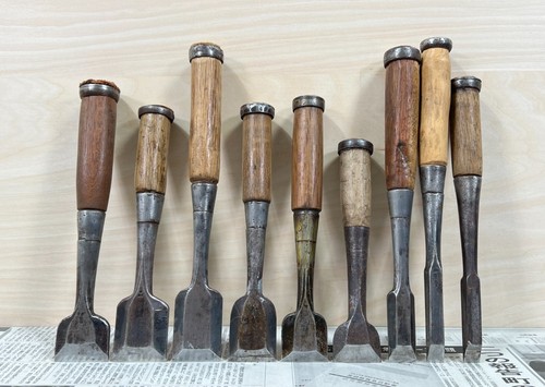 Vintage Japanese Chisel 9set Nomi /Hand Plane Saw Iron Hammer Hand Tool/d69 - Picture 6 of 24