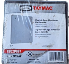 Hubbell TAYMAC PBC200GY, 2 Gang Non-Metallic (Plastic) Gray Blank Cover w/Screws