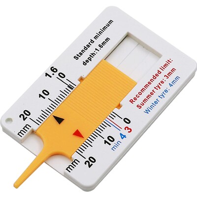 Portable 0-20 mm Tire Tread Depth Gauge   Durable Plastic Construction