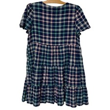 Madewell | Babydoll Dress Plaid Button Front Tiered Short V Neck- Size Medium