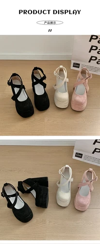 Platform Mary Jane Shoes Fashion Cross Strap Thick Heel Shoes Dress Shoes Pumps - Bild 15 von 24