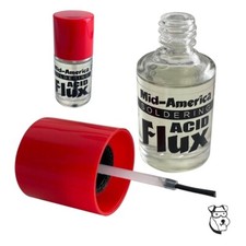 111C 1/24 Slot Car Soldering Acid Flux Bottle w/Internal Brush - Mid America