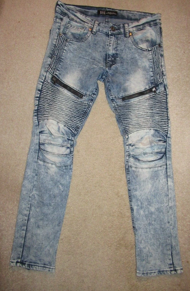 Mens moto deals jeans with zippers