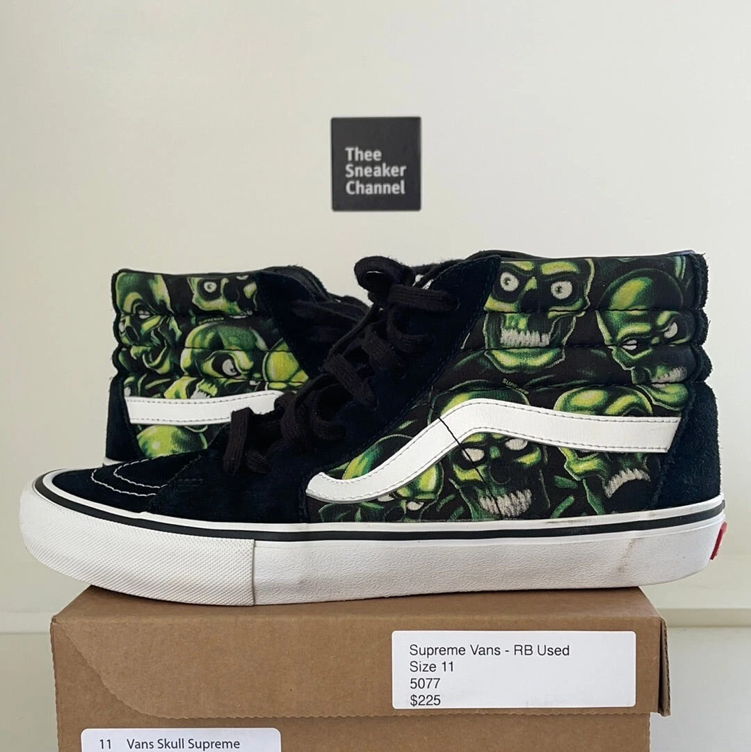 Men's Size 11 VANS Sk8-Hi x Supreme Glow-In-The-Dark Skull