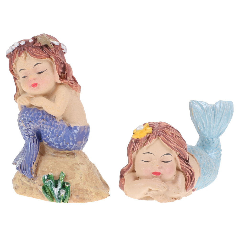 2 Lifelike Mermaid Figurines for Aquarium Decor and Craft Projects
