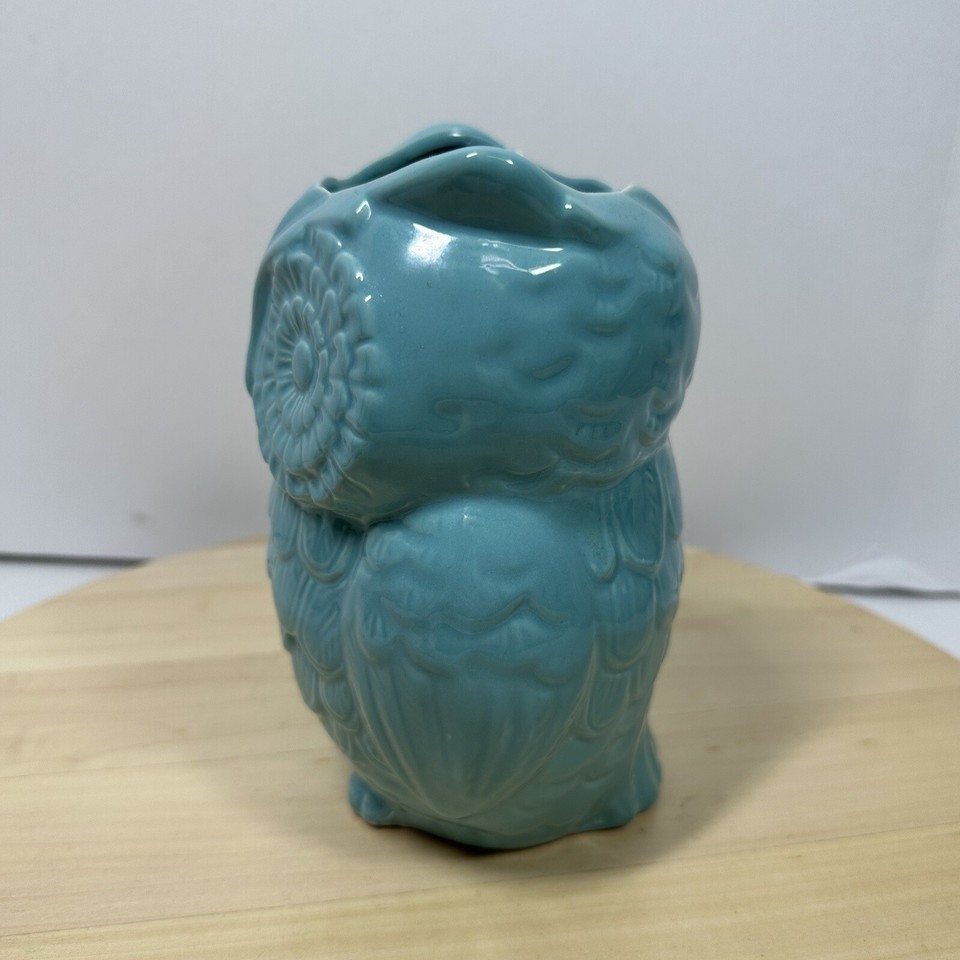 WORLD MARKET Ceramic Turquoise Owl Utensil Holder Planter Kitchen