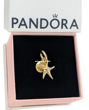 Nuevo 100% Auténtico PANDORA Oro 14k PL Estrella de Mar Doble Cuelga Dije 763892C01